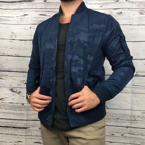 NWOT Five Four Blue Cameo Bomber Jacket